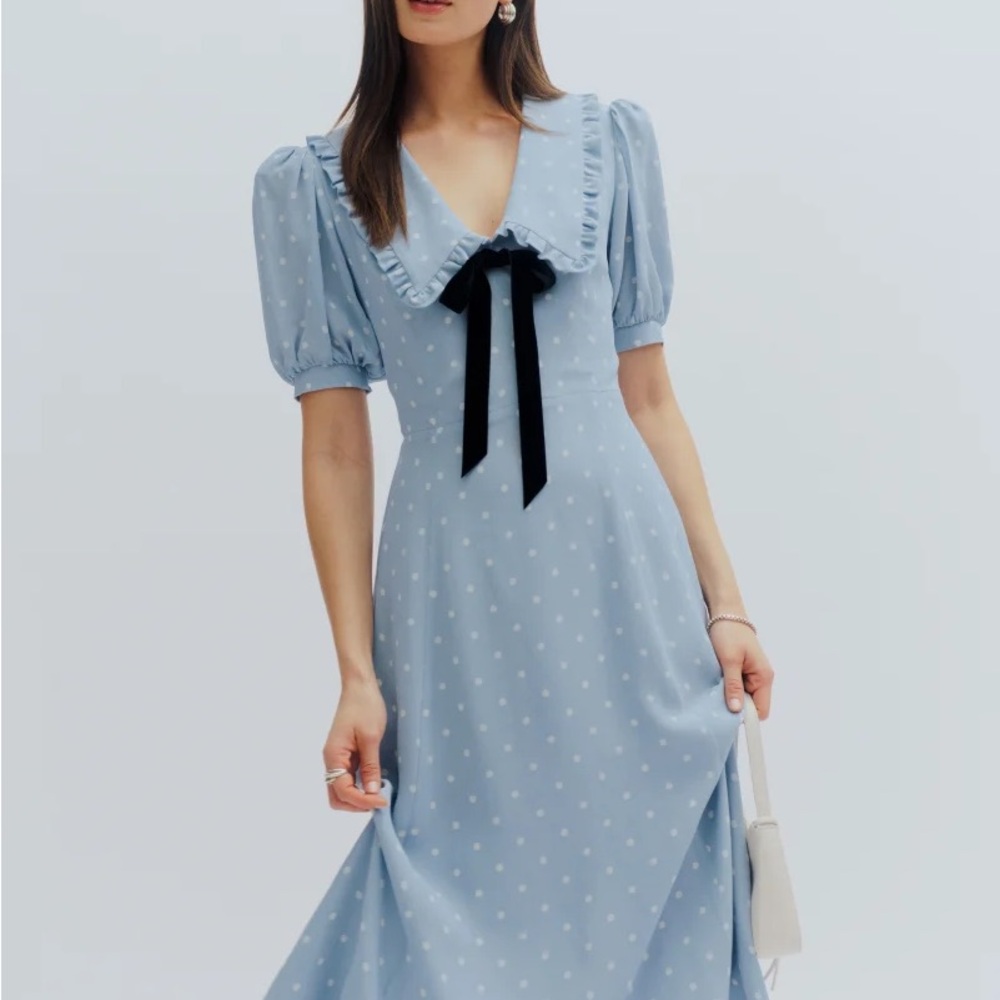 ISO!!! Reformation Buchanan Dress Blue 4